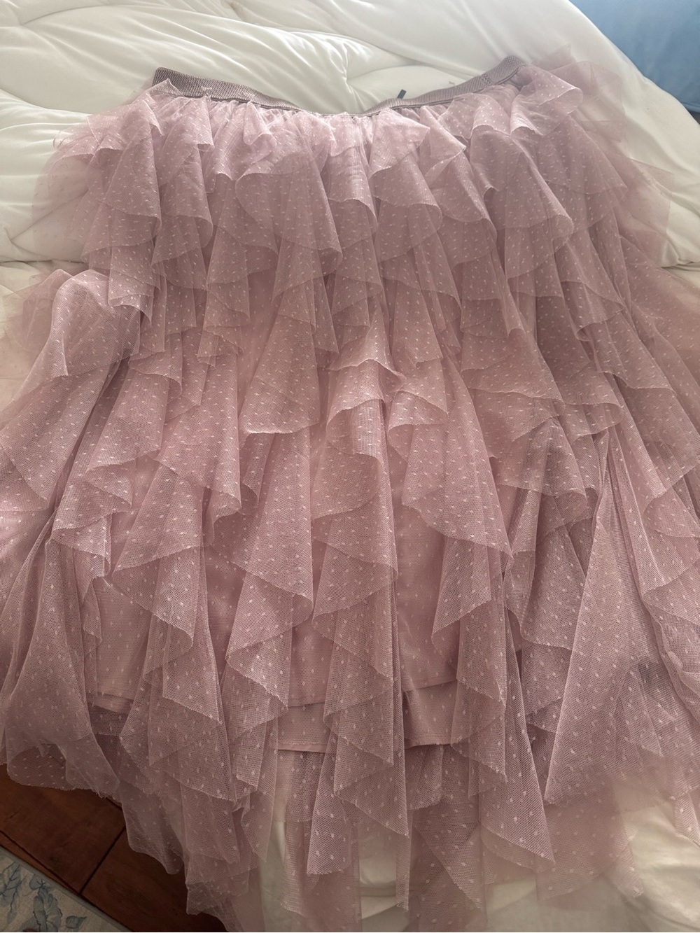 Anthropologie Dusty Pink Ruffled Maxi Skirt